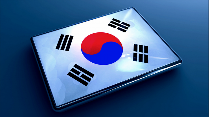 South Korea Flag on a Metallic Surface
