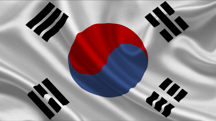 South Korean flag Taegeukgi waving