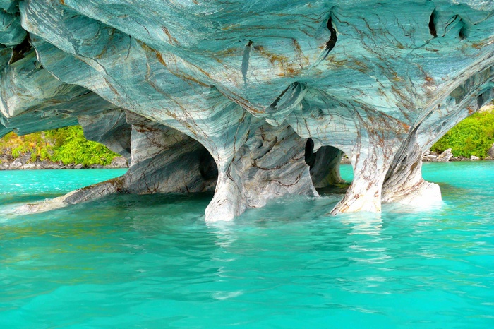 Marble caves, ocean, Chile, 4k