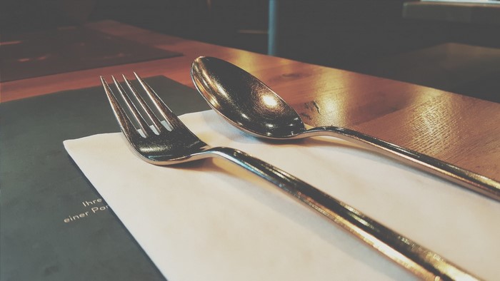 Fork and spoon on a table