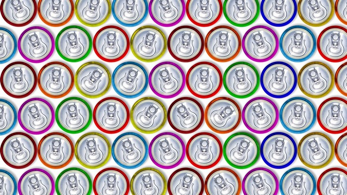 Pattern of colorful soda cans