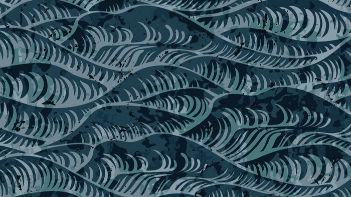 Abstract Monochrome Wave and Leaf Pattern