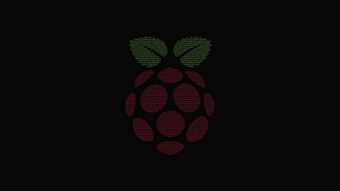 Raspberry Pi logo made of binary code