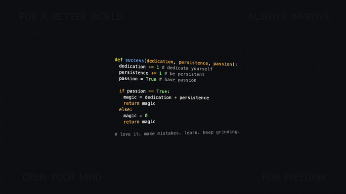 Python code for success with motivational text