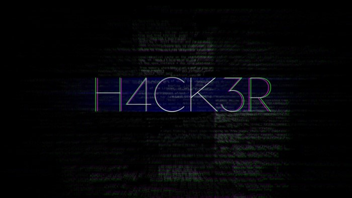 H4CK3R text with glitch effect on dark background