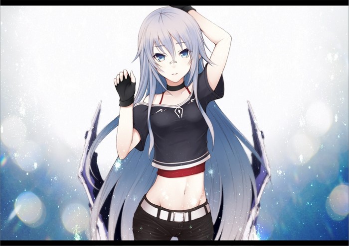 Anime girl with long blue hair