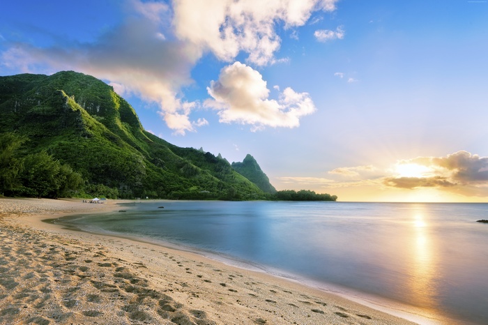 Maui, coast, Hawaii, 5K, sky, beach, ocean, mountain