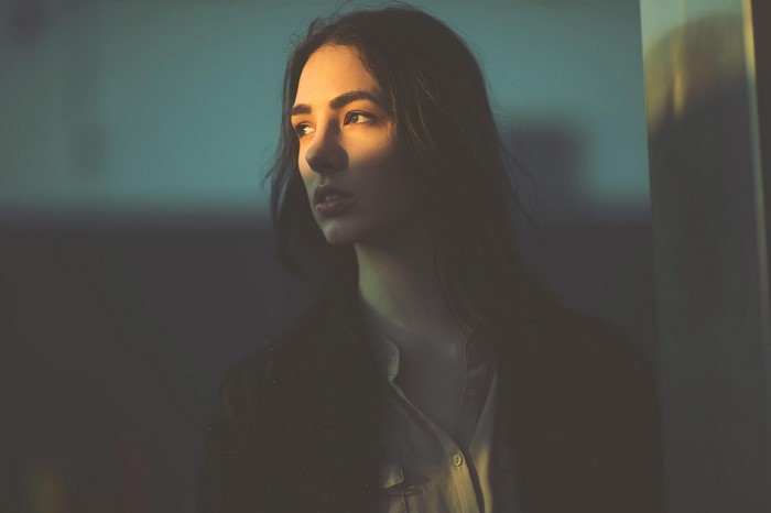 Woman in sunlight, portrait