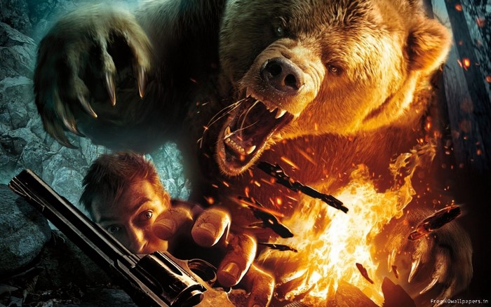 Cabela's Dangerous Hunts 2011 screenshot with bear and man