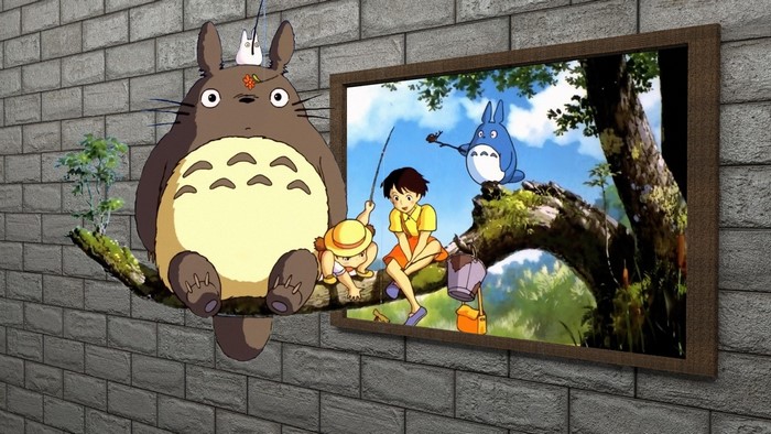 Totoro and friends fishing from My Neighbor Totoro