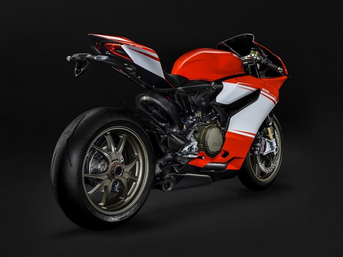 Ducati motorcycle with red and white livery