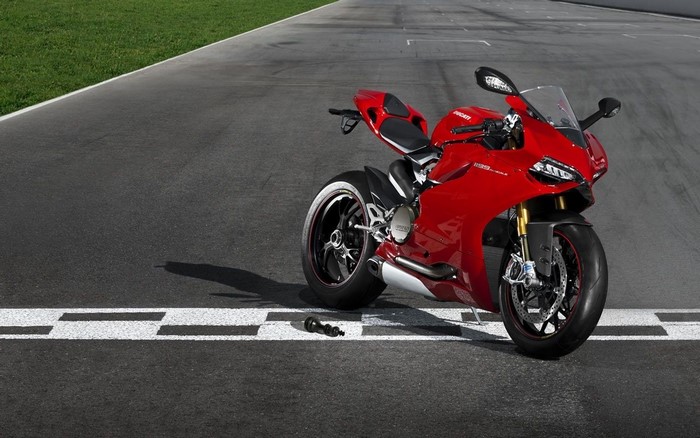 Red Ducati Motorcycle on a Race Track