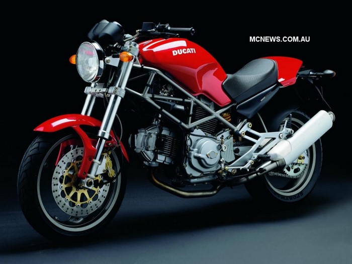 Red Ducati Motorcycle with Black Background
