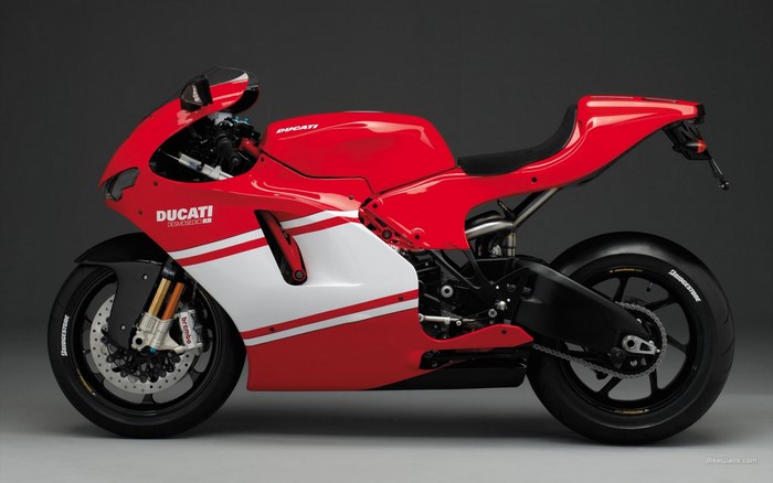 Red Ducati Desmosedici RR motorcycle
