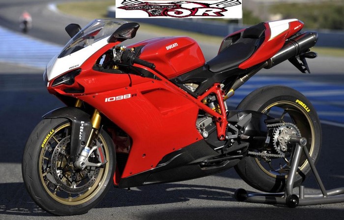 Red Ducati 1098R Motorcycle on Race Track