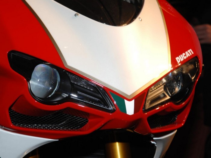 Ducati motorcycle front fairing with headlights