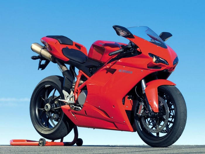 Red Ducati 1098 Motorcycle on Stand