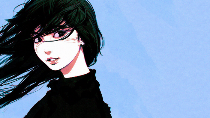 Anime artwork of a girl with black hair by Ilya Kuvshinov