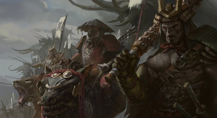 Orc Warlords on War Beasts with Banners
