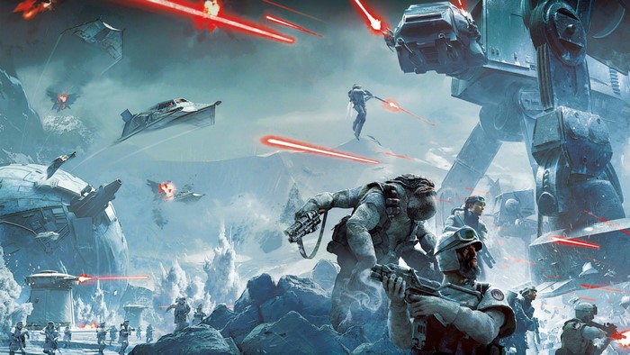 Star Wars Battle on Hoth with AT-ATs and Snowspeeders