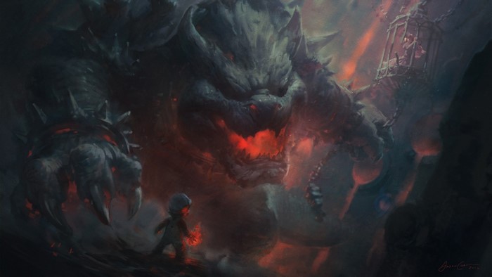 Bowser in Dark Fiery Dungeon