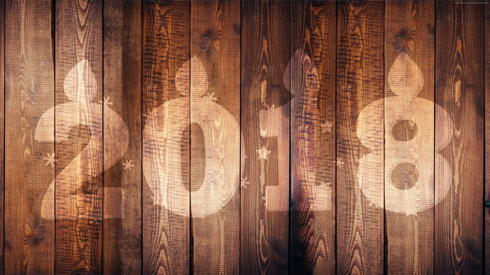 2018 New Year Celebration on Wooden Background 4K