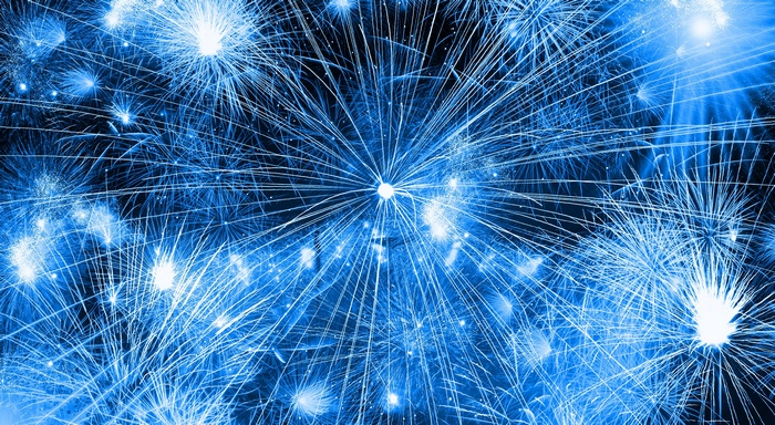 Blue fireworks display 4K