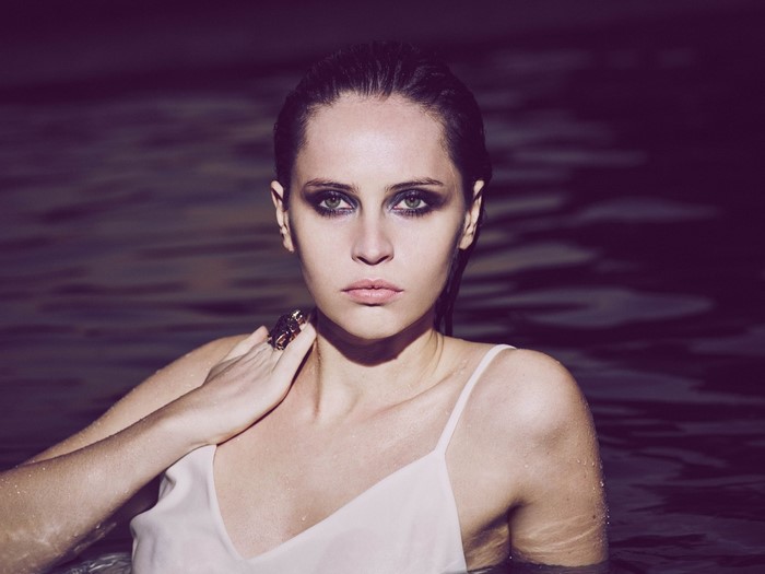 Felicity Jones in a swimming pool