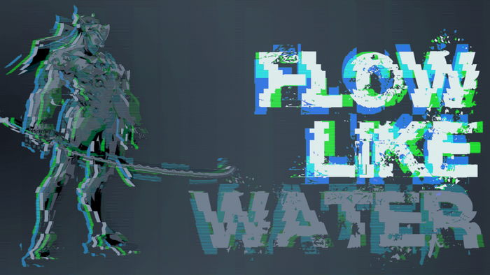Genji from Overwatch with "Flow Like Water" text