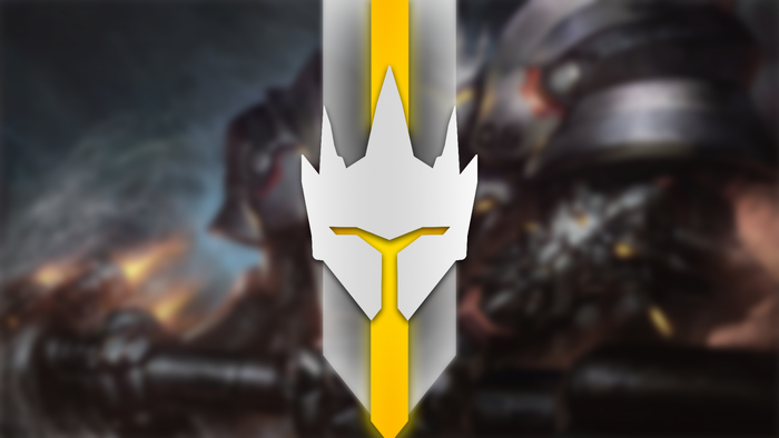 Reinhardt from Overwatch logo with knights