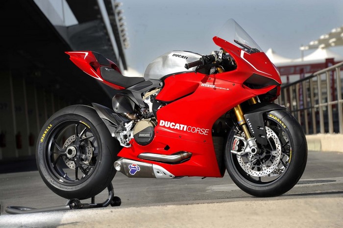 Red Ducati Corse 1199 Panigale Motorcycle