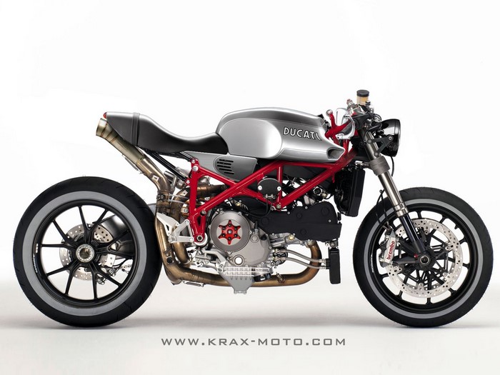 Ducati motorcycle with red frame and silver tank
