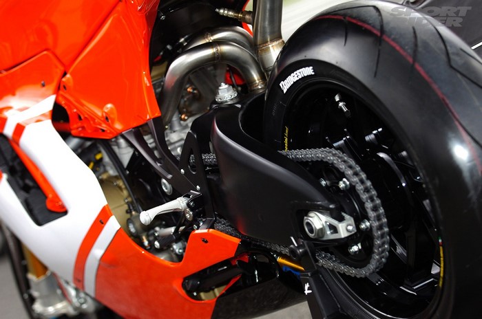Ducati Superbike Motorcycle Rear Wheel and Exhaust
