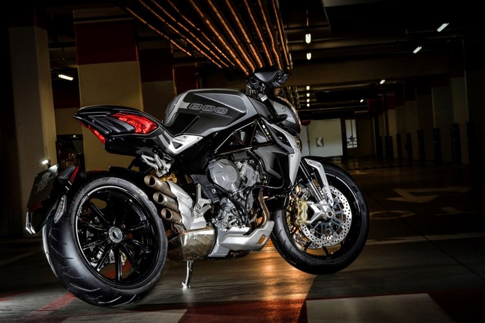 MV Agusta motorcycle in a parking garage