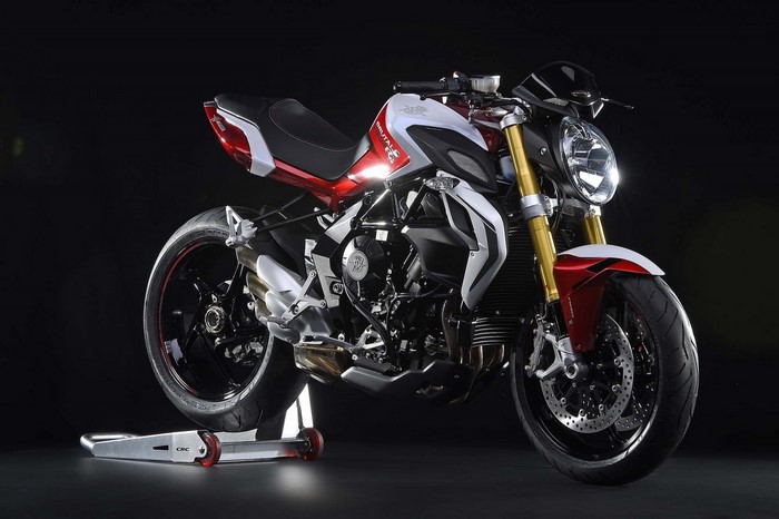 MV Agusta Brutale motorcycle on a stand