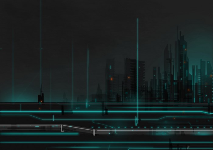 Futuristic Cityscape with Neon Lights