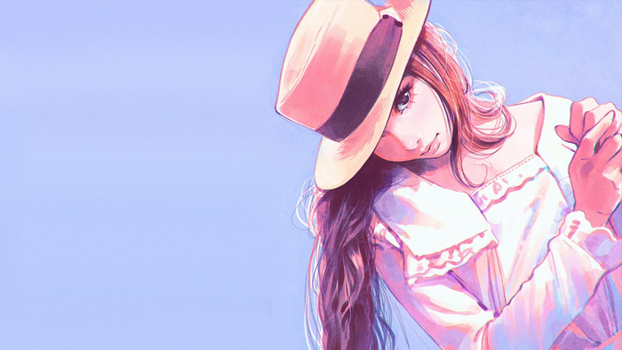 Anime artwork of a woman with a hat