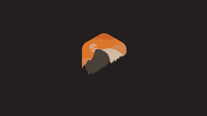 Minimalist illustration of Half Dome at sunset