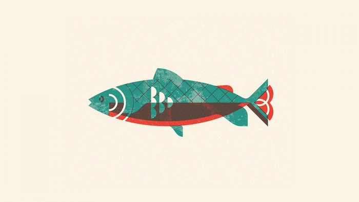 Stylized fish illustration with textured background