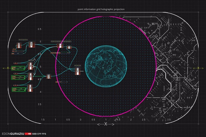 Holographic Earth Projection with Data Grid and Circuitry