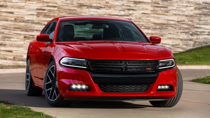 Red Dodge Charger SRT Hellcat parked outdoors