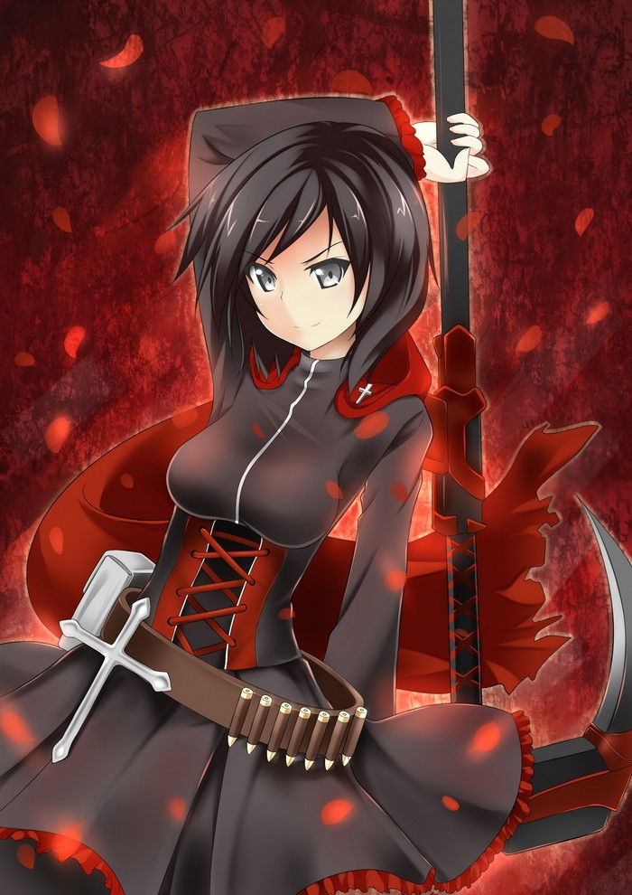 Ruby Rose from RWBY holding Crescent Rose
