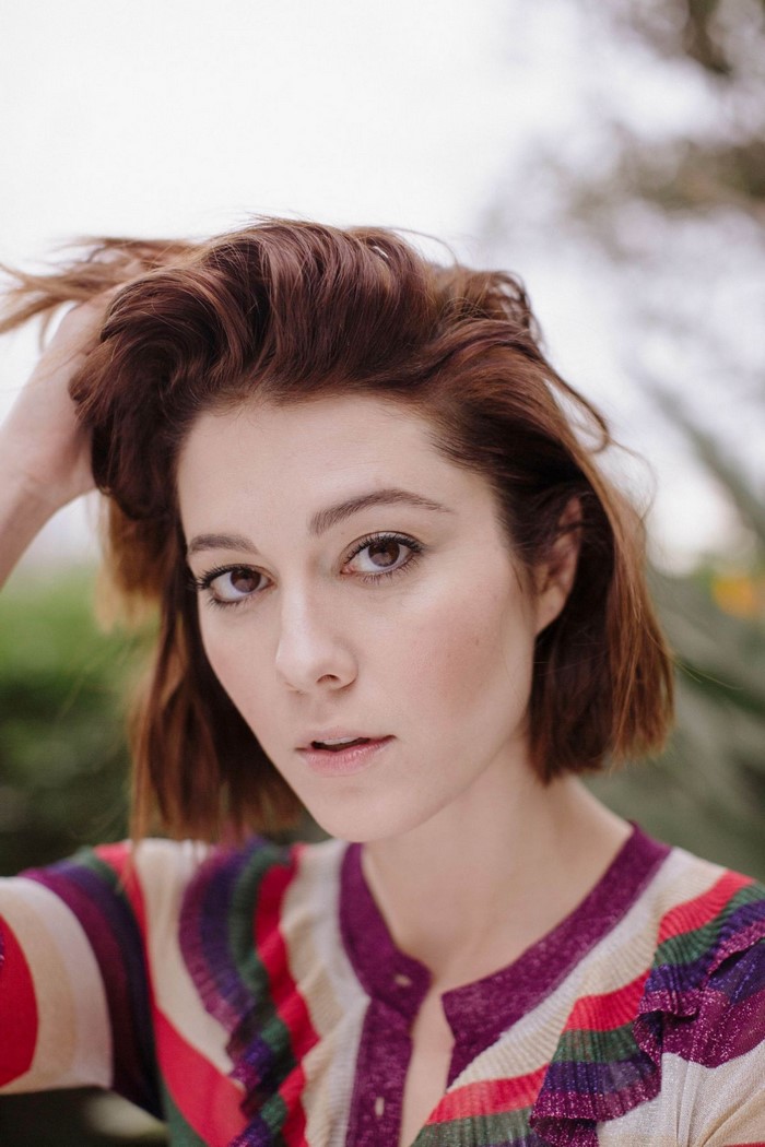 Mary Elizabeth Winstead portrait with hand in hair
