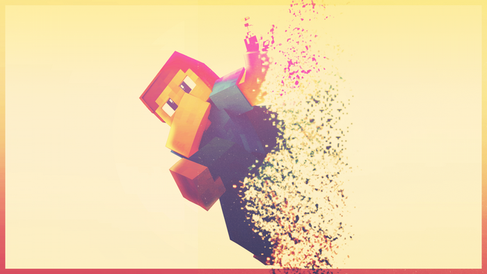Minecraft character dissolving into particles