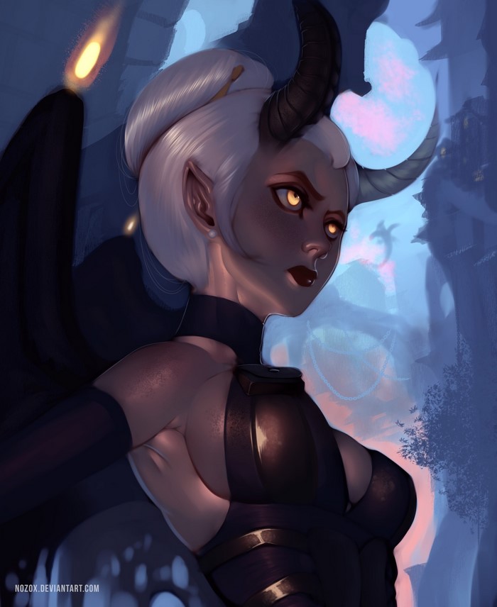 Demon girl with horns and wings