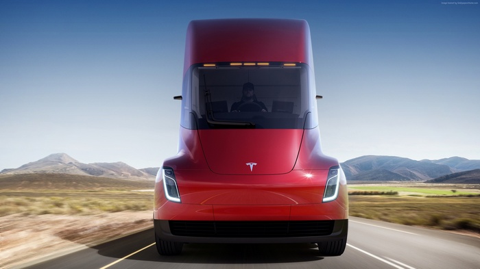 Tesla Semi Truck driving on a road
