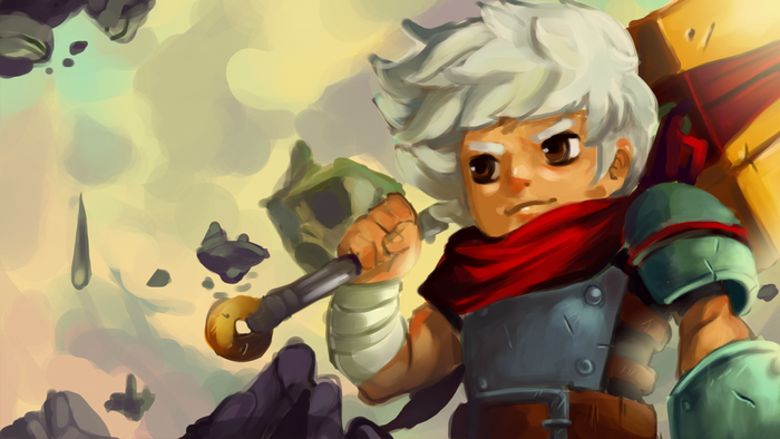The Kid from Bastion holding a hammer