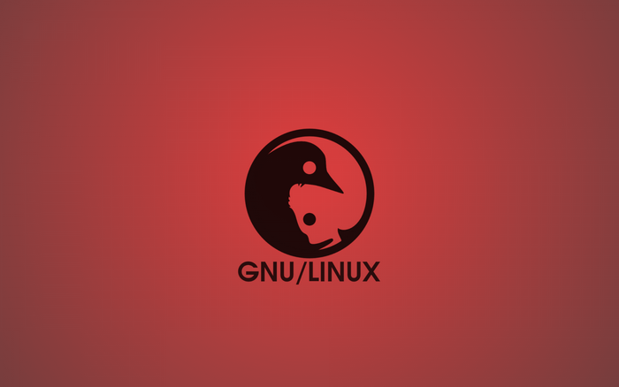 GNU/Linux logo with GNU and Tux yin-yang symbol