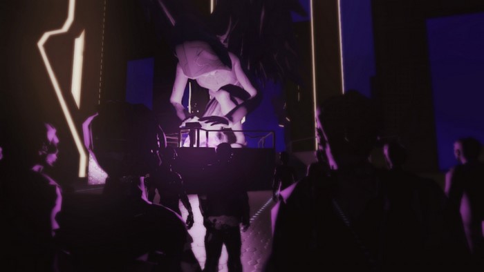 Performance art on stage with crowd