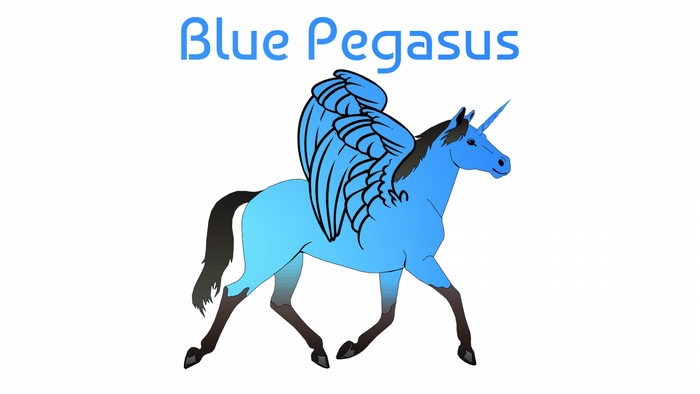 Blue Pegasus illustration with a winged horse